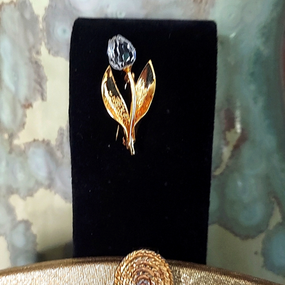 Swarovski crystal rose pin.
